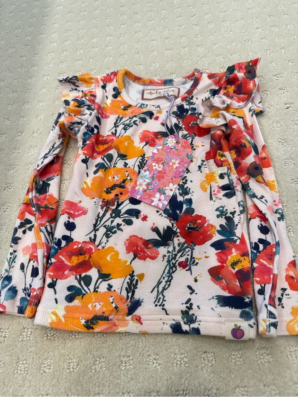 Chicky Plum Clothing Girls Floral Ruffle Long Sleeve Top Size 2T NWT